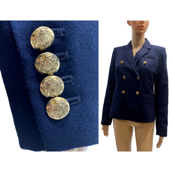 J Crew Navy Blue Double Breasted Wool Blazer Gold Buttons | NWOT | Size 6 - Picture 5 of 10
